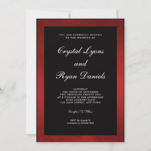 Invitación a la boda negra y roja oscura