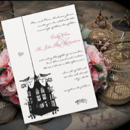Invitación a la Boda Negra y Rosa de la jaula de p