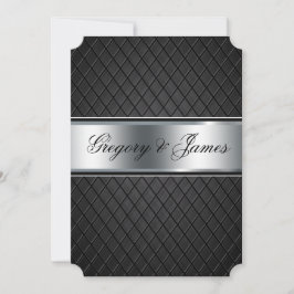 Invitación a la boda, negro elegante y plateado
