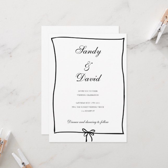 Invitación a la boda - Negro y blanco (Anverso/Reverso In Situ)