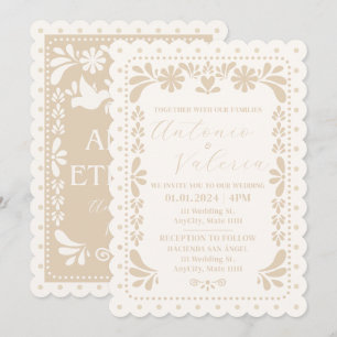 Invitación a la boda neutra en México con Papel Pi
