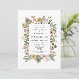 Invitación a la boda neutral de Boho Florals