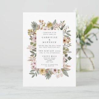 Invitación a la boda neutral de Boho Florals