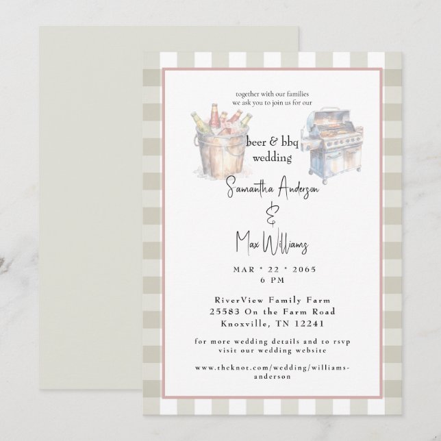 Invitación a la boda Neutral de Cerveza y barbacoa (Anverso / Reverso)