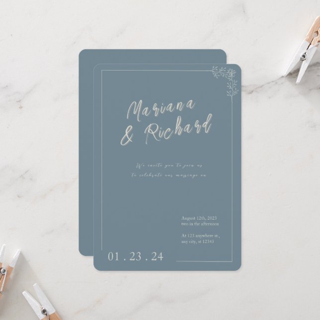 Invitación a la boda neutral de moda (Anverso/Reverso In Situ)