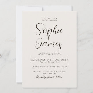 Invitación a la boda neutral minimalista