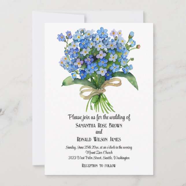 Invitación a la boda no-olvidadiza sobre blanco (Anverso)