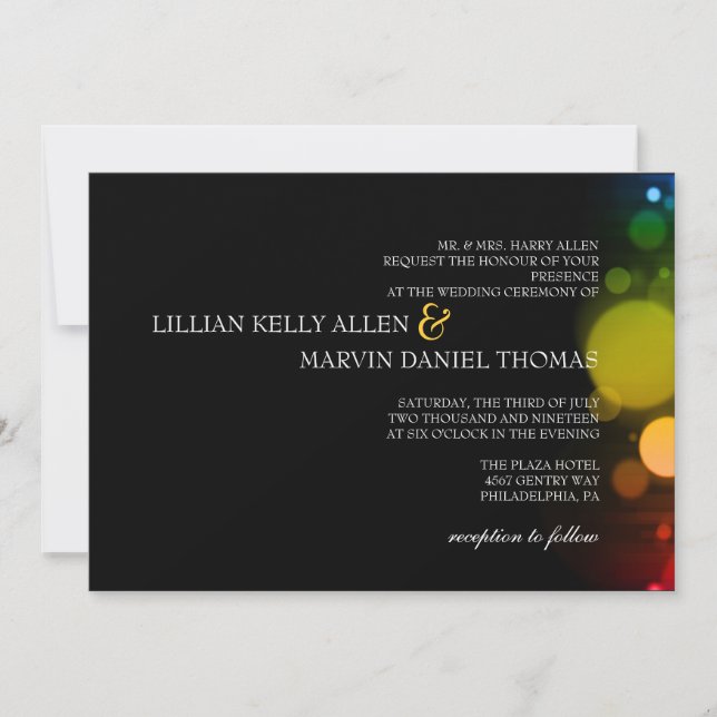 Invitación a la boda| Noche de luz (Anverso)