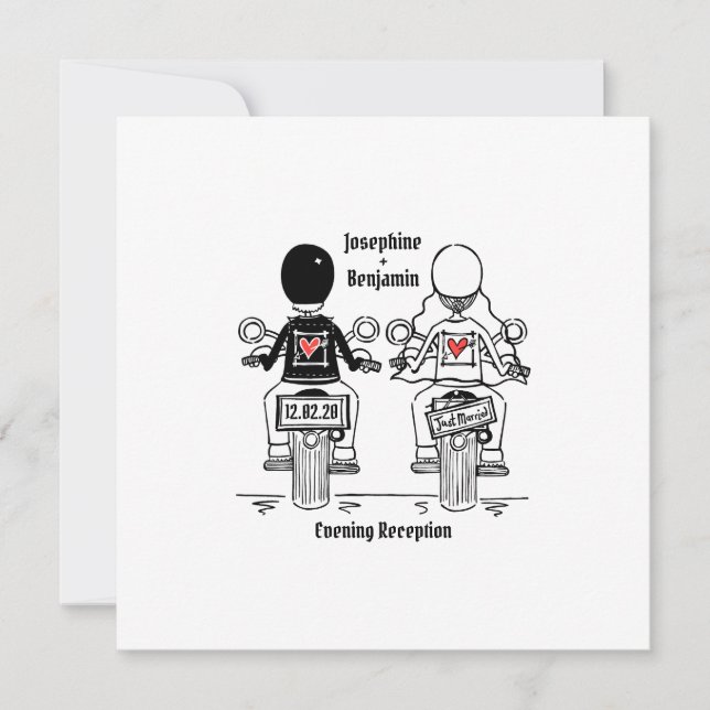 Invitación a la boda nocturna de motociclismo (Anverso)