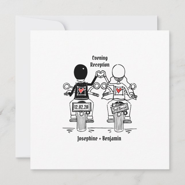 Invitación a la boda nocturna de motociclismo (Anverso)