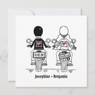 Invitación a la boda nocturna de motociclismo pers
