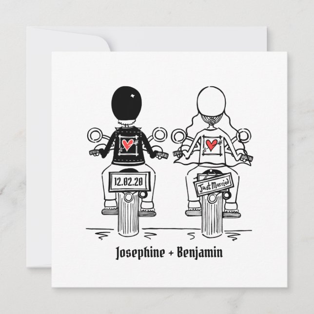 Invitación a la boda nocturna de motociclismo pers (Anverso)