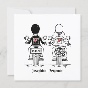 Invitación a la boda nocturna de motociclismo pers