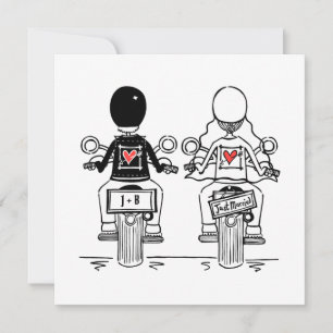 Invitación a la boda nocturna de motociclismo pers