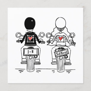 Invitación a la boda nocturna de motociclismo pers