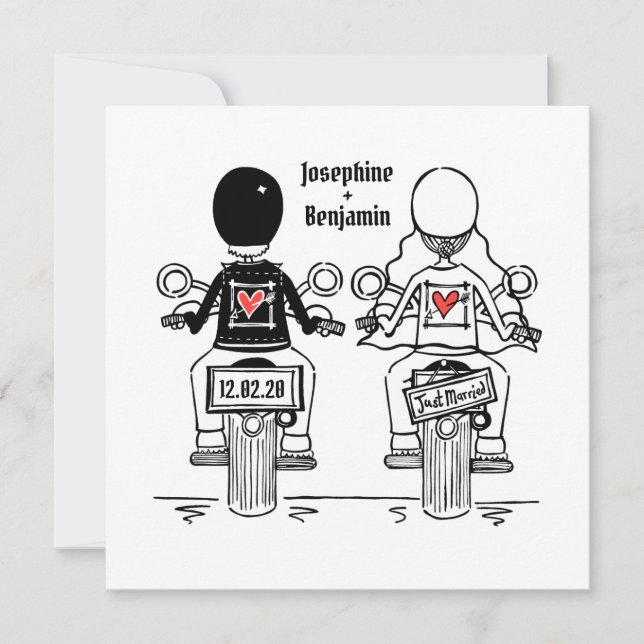 Invitación a la boda nocturna de motociclismo pers (Anverso)