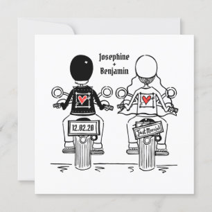Invitación a la boda nocturna de motociclismo pers
