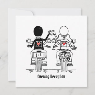 Invitación a la boda nocturna de motociclismo pers
