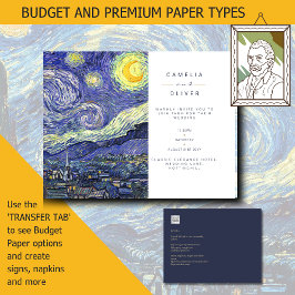 Invitación a la boda nocturna de Van Gough Starry