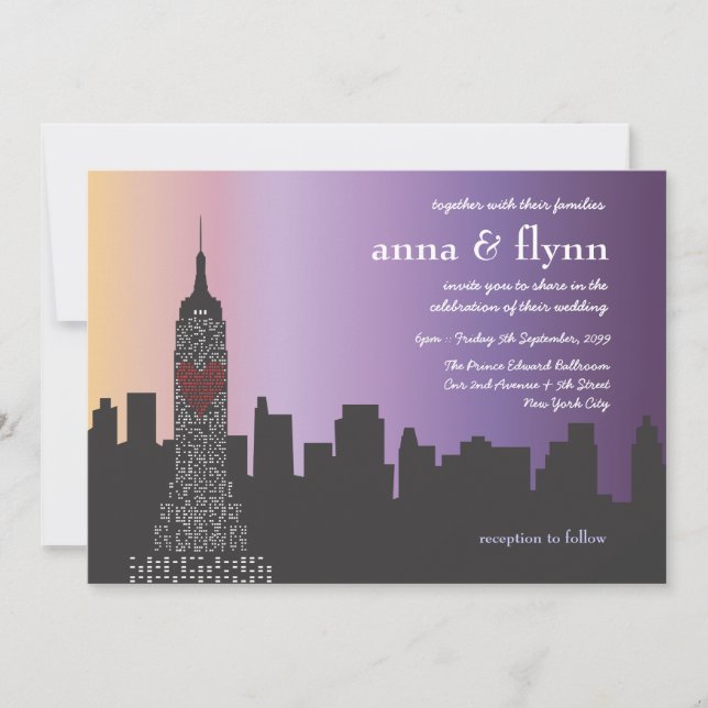 Invitación a la boda nocturna en Nueva York (Anverso)
