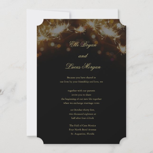 Invitación a la boda nocturna Sparkler (Anverso)