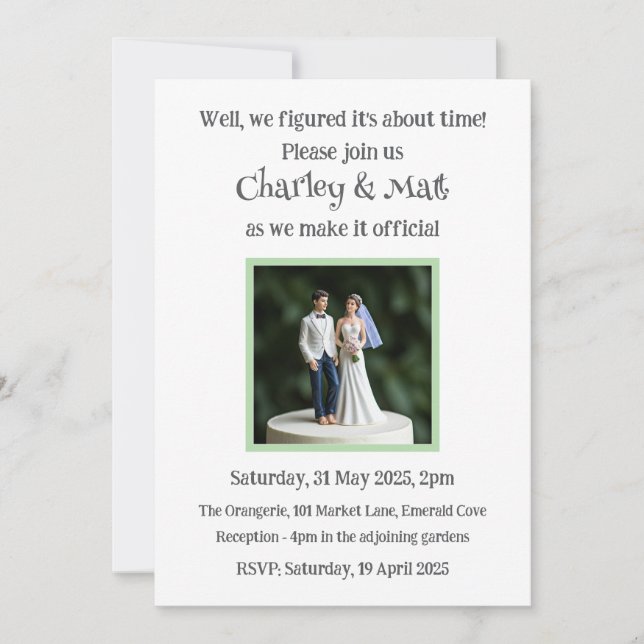 Invitación a la boda Novia Groom Take Topper Quirk (Anverso)
