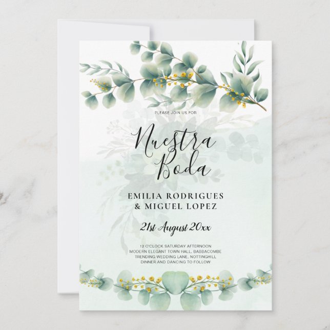 Invitación a la Boda Nuesta Boda Green (Anverso)