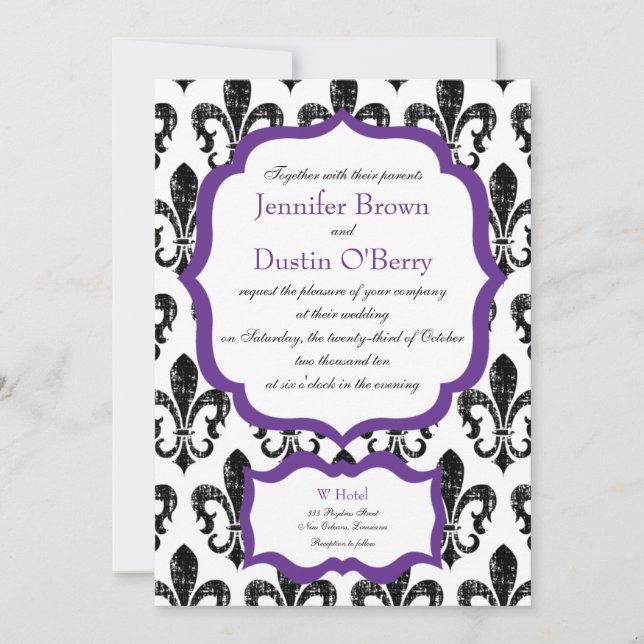 Invitación a la boda| Nueva Orleans| Purpl Alterna (Anverso)