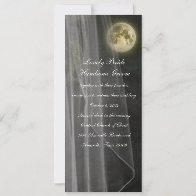Invitación a la boda nupcial con velo negro de lun (Anverso)