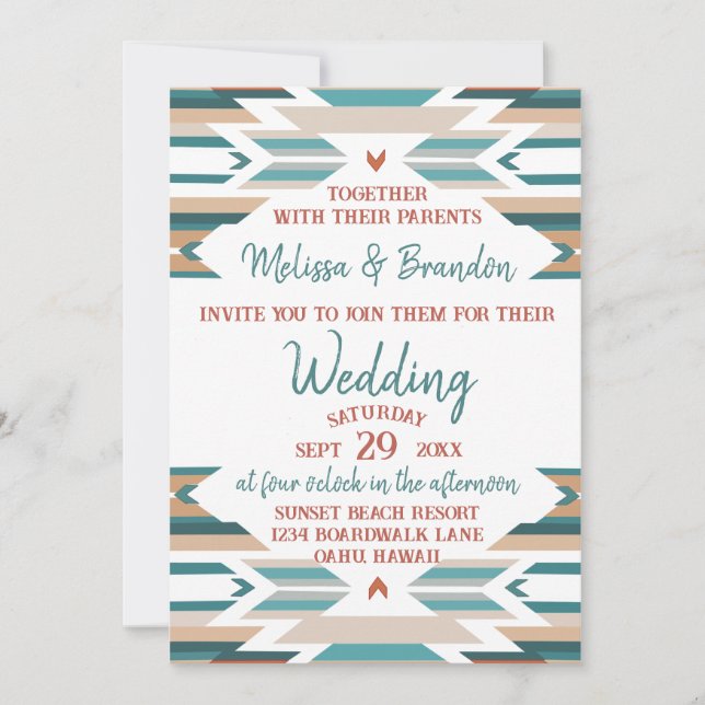 Invitación a la boda occidental/boho (Anverso)