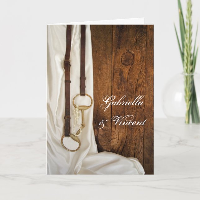 Invitación a la boda occidental de bovino satinado (Anverso)