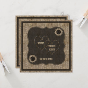 Invitación a la Boda Occidental de Burlap Country
