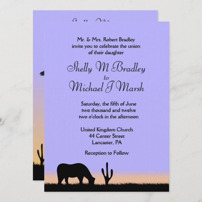 Invitación a la Boda Occidental de Crepúsculo (Anverso / Reverso)