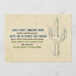 Invitación a la boda occidental del Cactus del Vie