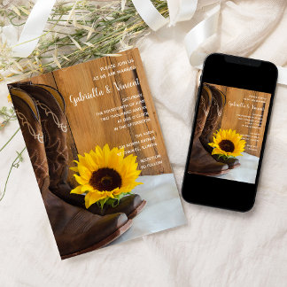 Invitación a la boda occidental del girasol del pa