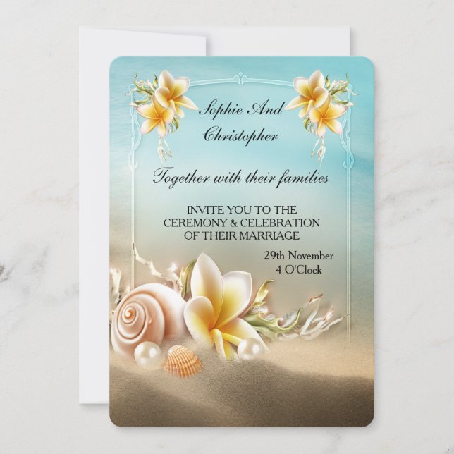 Invitación a la boda Ocean Beach Venue (Anverso)
