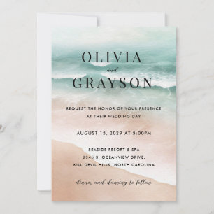 Invitación a la boda oceánica acuarela