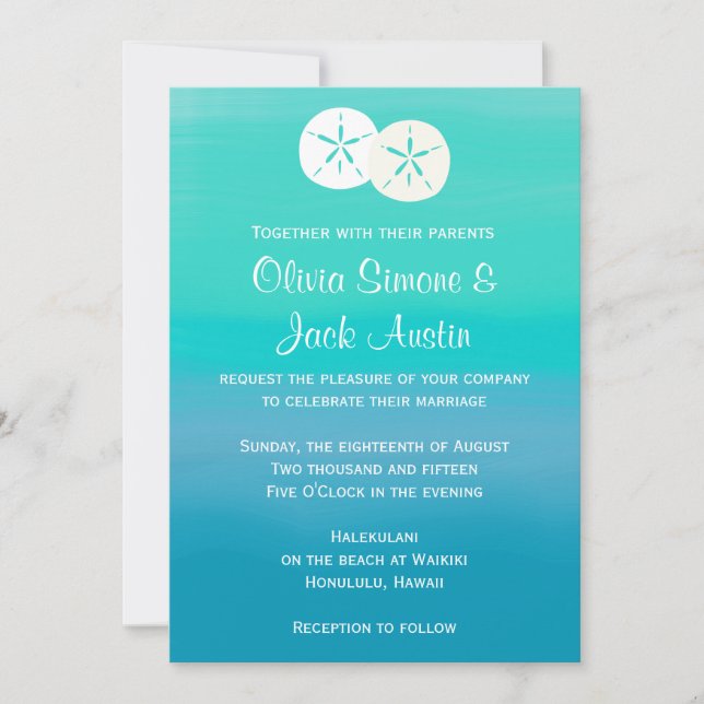 Invitación a la boda oceánica de la playa de Sand  (Anverso)