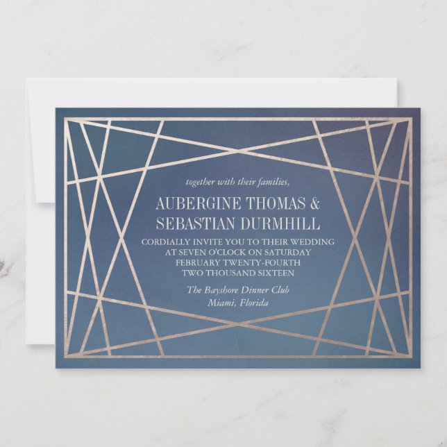 Invitación a la Boda Opalina Oscura Champagne Gold (Anverso)