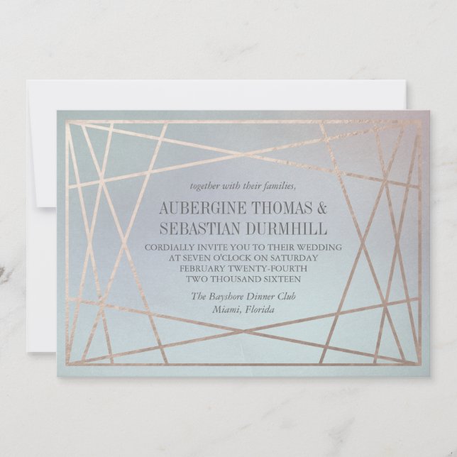 Invitación a la boda opalina Pastel Champagne Gold (Anverso)