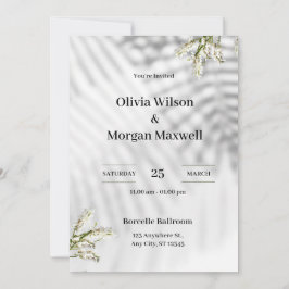 Invitación a la boda orgánica en blanco y negro