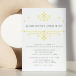 Invitación a la boda ornamental amarilla v2