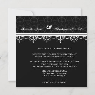 Invitación a la boda ornamental negra