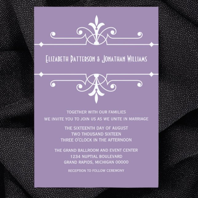 Invitación a la boda ornamental púrpura (Purple Fancy Ornamental Wedding Invitation)
