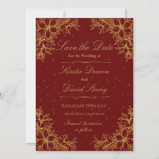 Invitación a la Boda Ornate de Oro (Anverso)