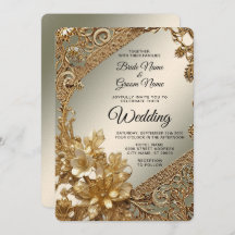 Invitación a la Boda Ornate de Oro Moderno