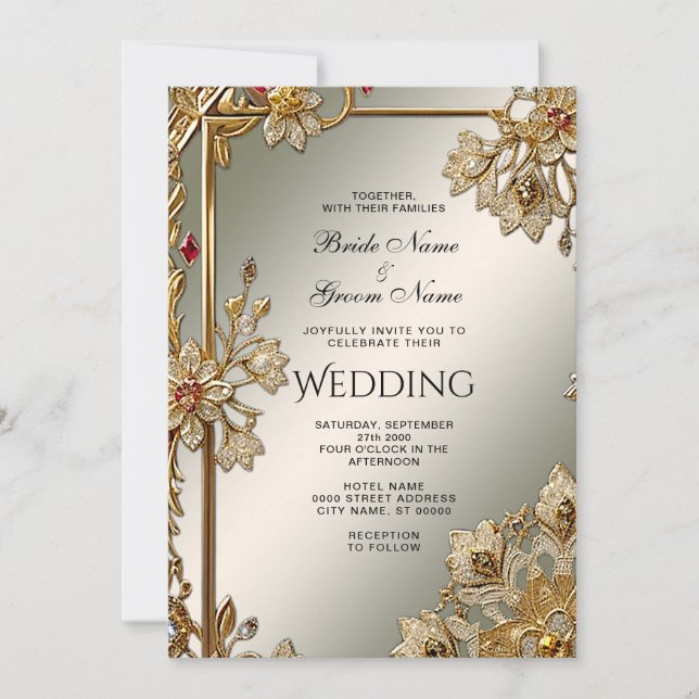 Invitación a la Boda Ornate Ornate Floral (Anverso)