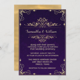 Invitación a la Boda Ornate Púrpura y Oro