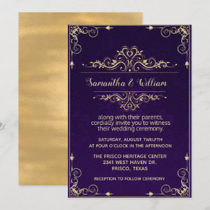 Invitación a la Boda Ornate Púrpura y Oro