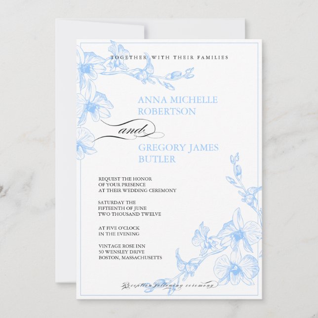 Invitación a la boda orquídea (Anverso)